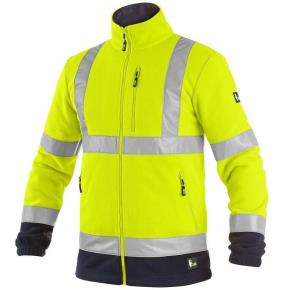 Fleecová bunda Canis PRESTON žluto-modrá s výstražnými prvky, vel. S