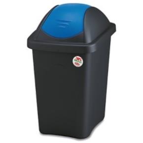 Plastový odpadkový koš Stefanplast MULTIPAT 30 l, černý-modré víko