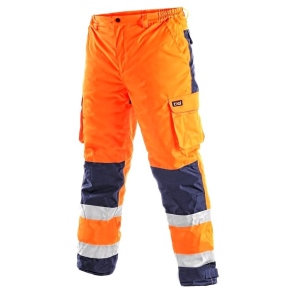 Reflexní pracovní kalhoty CXS CARDIFF oranžové, vel. S