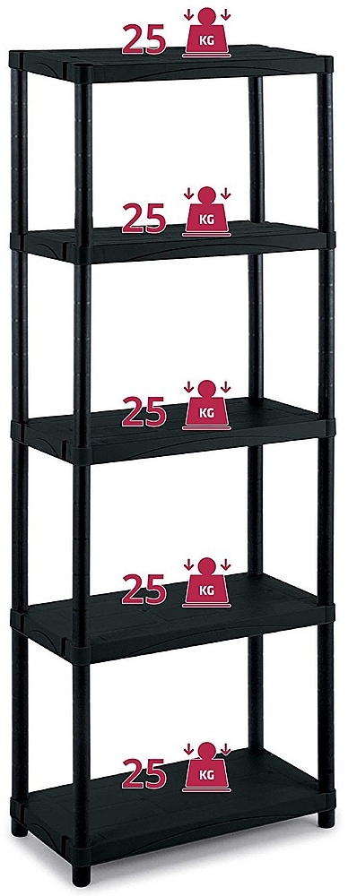 Plastový regál TERRY s 5 policemi o nosnosti 25 kg