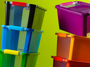 Plastový úložný box KETER Bi Box M s víkem 26l, tyrkysový
