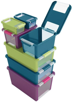 Plastový úložný box KETER Bi Box M s víkem 26l, tyrkysový