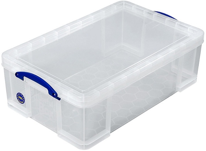 Plastový úložný REALLY USEFUL box transparentní 50l s víkem