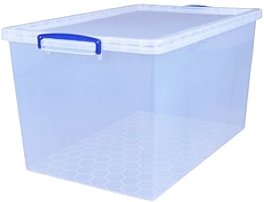 Plastový úložný REALLY USEFUL box transparentní 83l s víkem