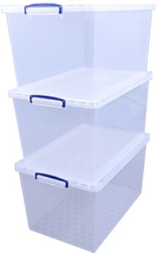 Plastový úložný REALLY USEFUL box transparentní 83l s víkem
