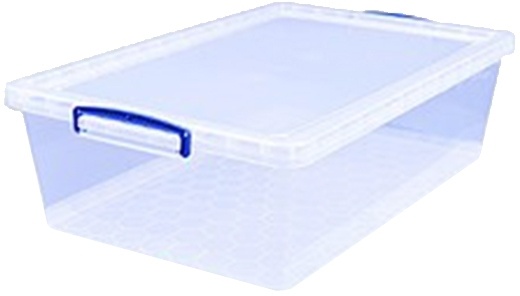 Plastový úložný REALLY USEFUL box transparentní 43l s víkem