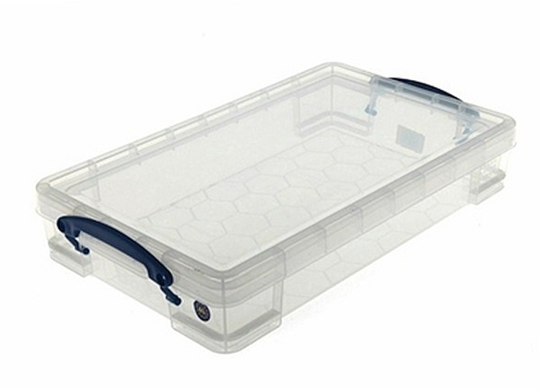 Plastový úložný REALLY USEFUL box transparentní 6l s víkem