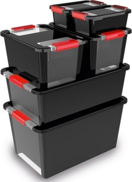 Plastový úložný box KETER Bi Box M s víkem 26l, černý