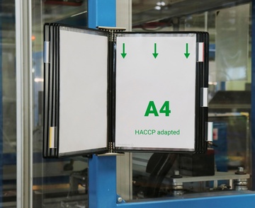 Antimikrobiální nástěnný kovový držák Tarifold Sterifold - černý rám A4, 10 ks