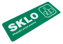 Cedulka SKLO - označení na odpadkový koš