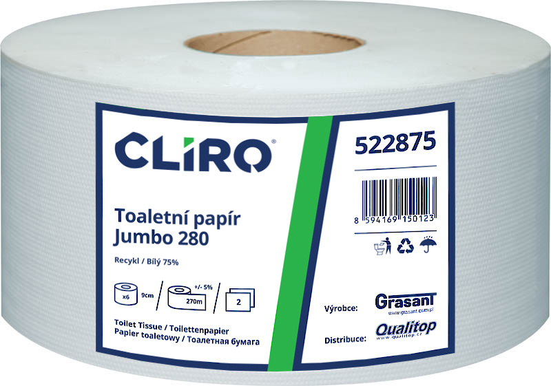 Toaletní papír CLIRO Jumbo dvouvrstvý průměr 28 cm - 6ks