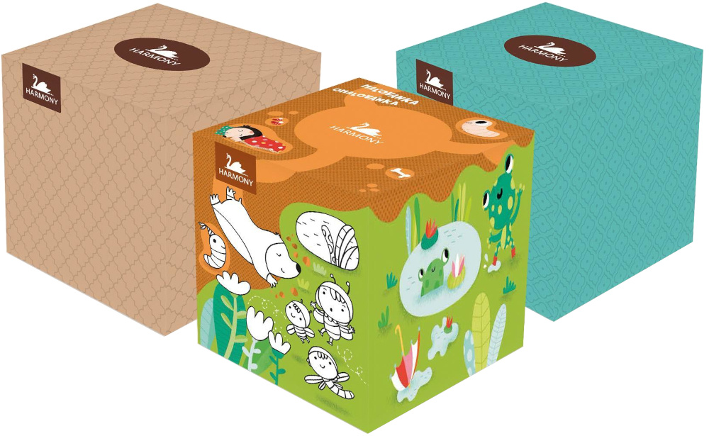 Papírové kapesníky v krabici Harmony Cube box 60ks