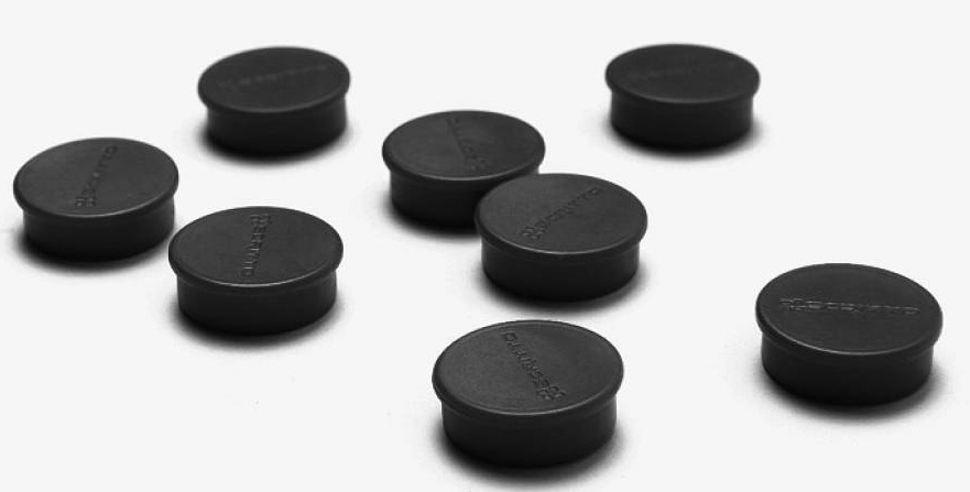 Magnet SCRITTO kulatý, černý, průměr 20 mm, 8 kusů