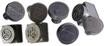 Bloky do plombovacích kleští gravírovaný razník průměr 12 mm rubová strana
