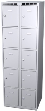 Kovová šatní skříň s 10 boxy korpus šedá