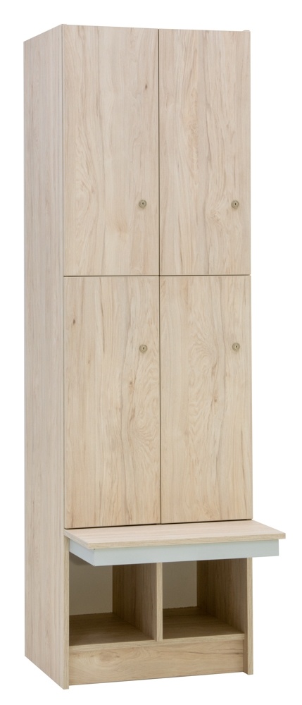Šatní skříňka 4-boxová s lavičkou, 1970x600x780mm, lamino