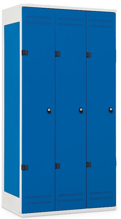 Šatní skříňka 3-dveřová, 1970 x 900 x 500 mm - kovová