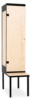 Šatní skříňka 1-dveřová s lavičkou, 1970 x 420 x 780 mm - lamino/kov