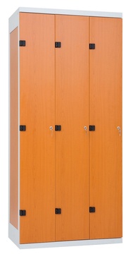 Šatní skříňka 3-dveřová, 1750 x 900 x 500 mm - lamino/kov