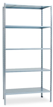 Policový regál, 2000 x 1000 x 400 mm - kovový šedý, 5 polic o nosnosti 70 kg