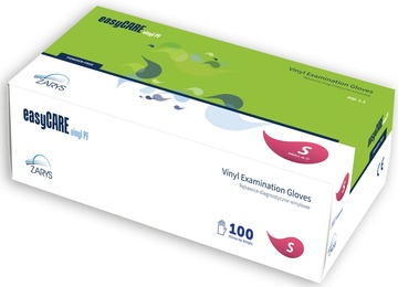 Rukavice jednorázové, easyCARE vinyl PF ZARYS balení 100ks, velikost S