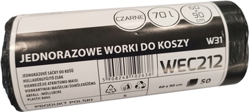 Sáčky do odpadkového koše, HDPE MERIDA ECONOMY černé, 70l - 50ks