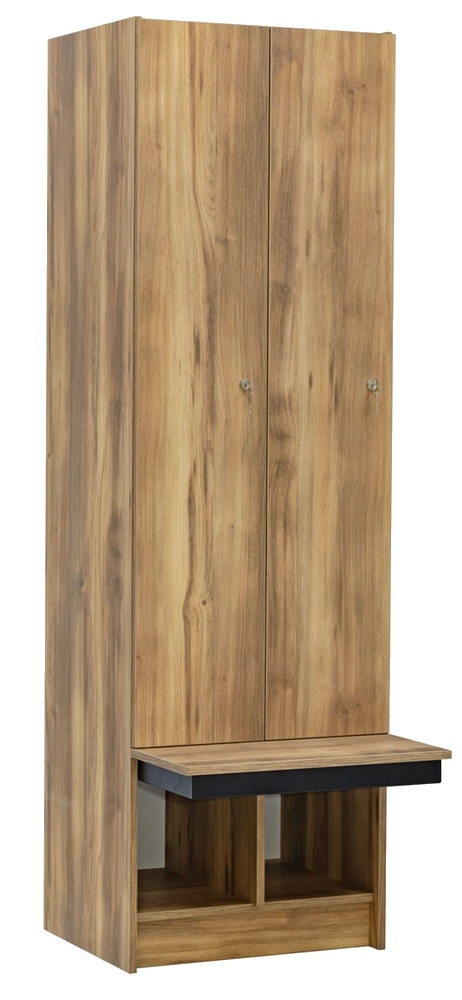 Šatní skříňka 2-dveřová s lavičkou 1970x600x780mm, lamino