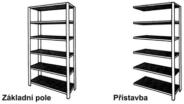 Kovový bezšroubový regál 2000x1000x400 mm, 4 police o nosnosti 100 kg