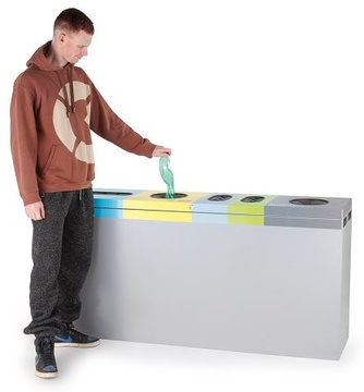 Pětikomorový koš na tříděný odpad 3x110 l a 2x54 l