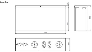 Pětikomorový koš na tříděný odpad 3x110 l a 2x54 l
