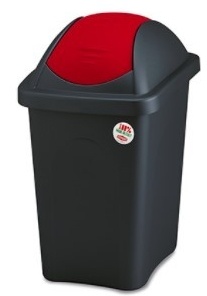 Plastový odpadkový koš Stefanplast MULTIPAT 30 l, černý-červené víko