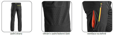 Pánské softshellové kalhoty CXS Akron, černé s HV žluto/oranžovými doplňky, vel. 48