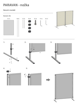 Textilní tabule pro paraván 90x120 cm, modrý
