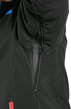 Pánská softshellová bunda CXS Norfolk, černá s HV modro/červenými doplňky, vel. 2XL