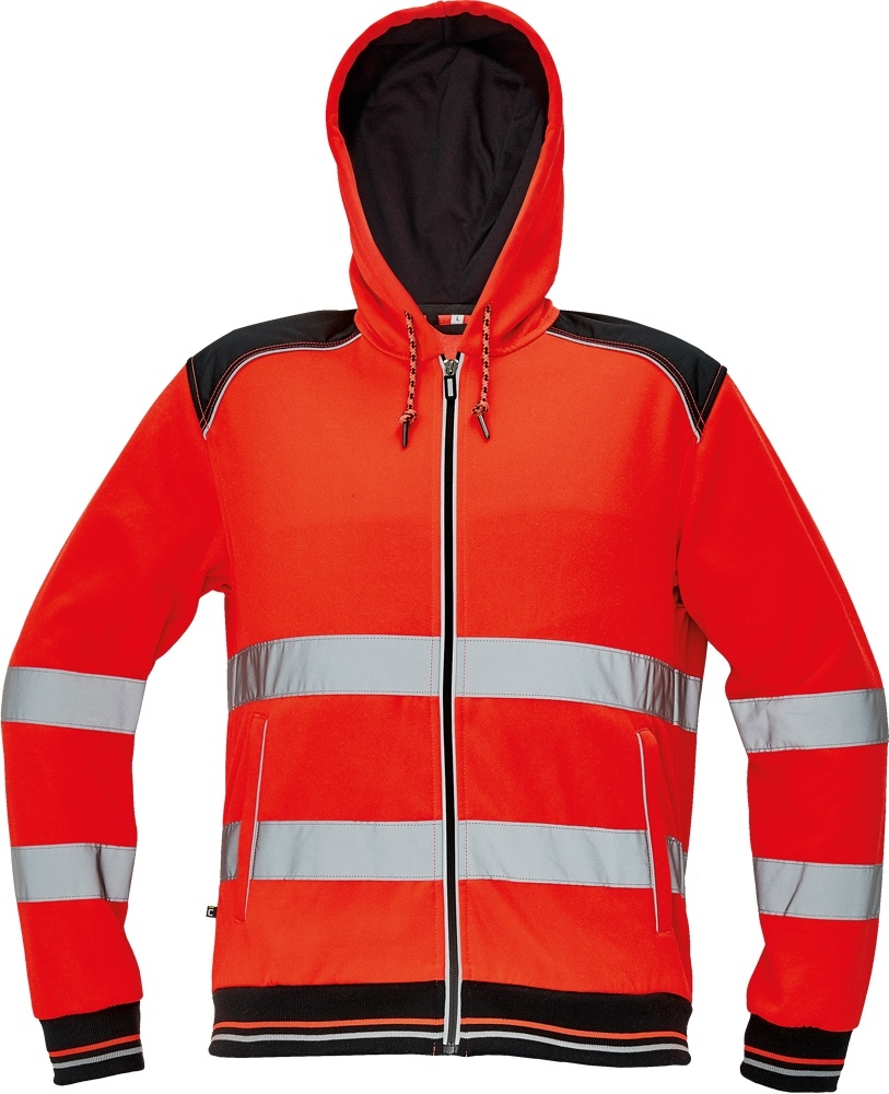 Reflexní mikina s kapucí Cerva KNOXFIELD červená vel. 2XL