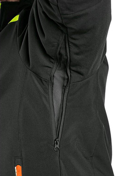 Pánská softshellová bunda CXS Norfolk, černá s HV žluto/oranžovými doplňky, vel. 2XL