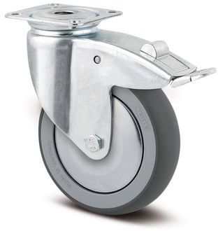 Přístrojové kolečko s totální brzdou TENTE AGILA 100 mm a plotnou, nosnost 100 kg