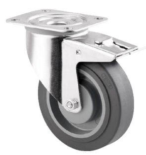 Transportní kolečko s plotnou otočné TENTE ALPHA 125mm s brzdou, nosnost 125 kg