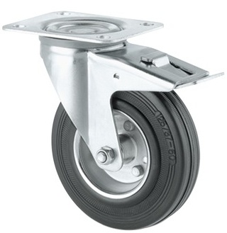 Transportní otočné kolečko s plotnou TENTE ALPHA 160mm s totální brzdou, nosnost 135 kg