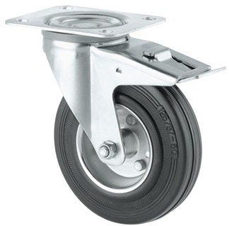 Transportní otočné kolečko s plotnou TENTE ALPHA 200mm s totální brzdou, nosnost 205 kg