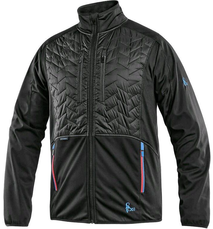 Pánská bunda CXS LEONIS černá s HV modro-červenými doplňky, vel. 3XL