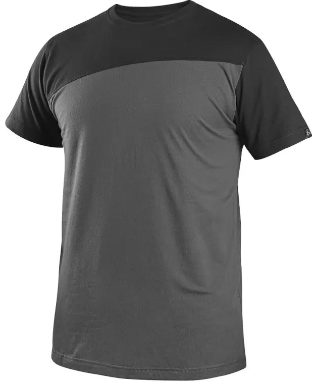 Pánské triko CXS OLSEN, krátký rukáv, tmavě šedo-černé, vel. 3XL
