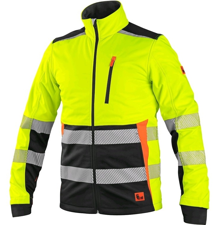 Reflexní bunda CXS BENSON, softshell, žluto-černá, vel. 3XL