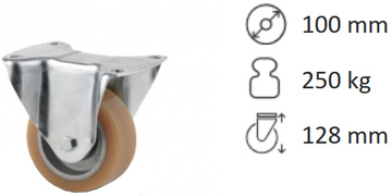 Pevné přístrojové kolečko TENTE ALPHA 100 mm, nosnost 250 kg