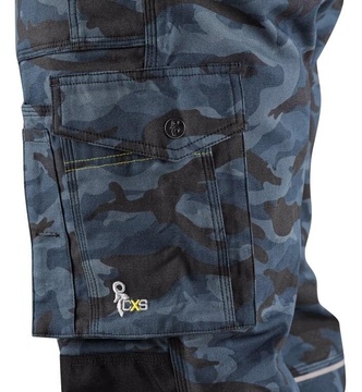 Montérkové kalhoty pánské CXS STRETCH maskáčové modré, vel. 58