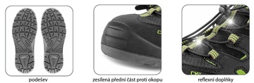 Páský pracovní ESD sandál CXS UNIVERSE SOLAR S1P černo-zelený, vel. 42