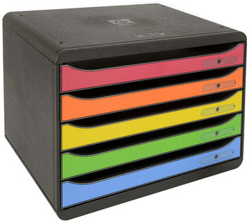 Zásuvkový box PLUS A4+ Exacompta horizontální, duhový, 5 přihrádek