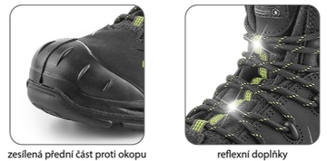 Pracovní poloholeňová obuv CXS UNIVERSE ROCKET S3 zateplená, černo-zelená, vel.39