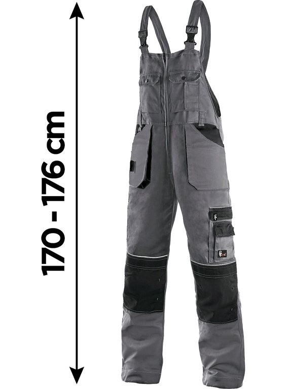 Montérky s laclem CXS ORION KRYŠTOF zkrácené, šedo-černé, vel.56
