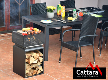 Ohniště Cattara CUBE s mřížkou celokovové